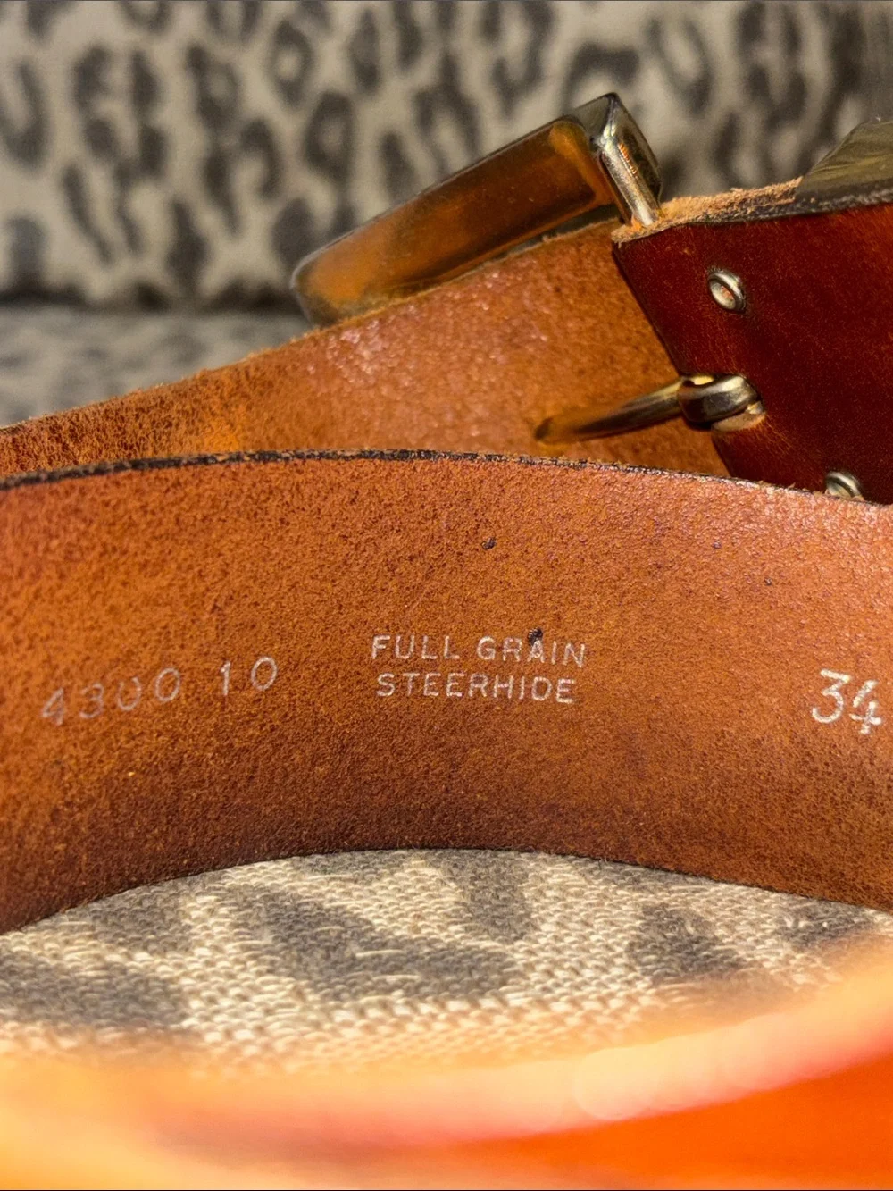 Vintage steerhide belt mixedmetallic chunky metal statement belt thick buckle